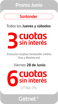 Promo Junio Santander - 3 cuotas sin interés - Todos los jueves y sábados.